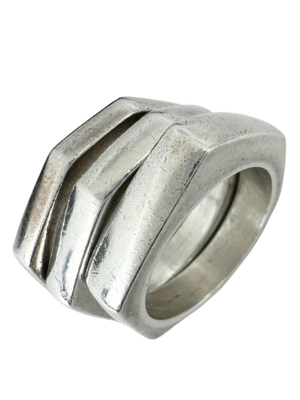 Gucci Hexagon Triple Silver Ring